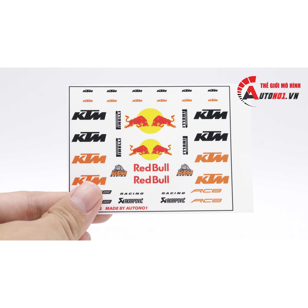 DECAL NƯỚC KTM RACING - REDBULL CHO MÔ TÔ TỈ LỆ 1:12 DC299