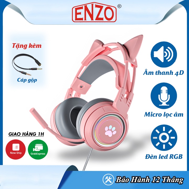 Tai Nghe Mèo Có Dây Chụp Tai SY-G25 Học Online, Tai Nghe Gaming Có Micro Đàm Thoại Phù Hợp Với Mọi Thiết Bị Dễ Sử Dụng