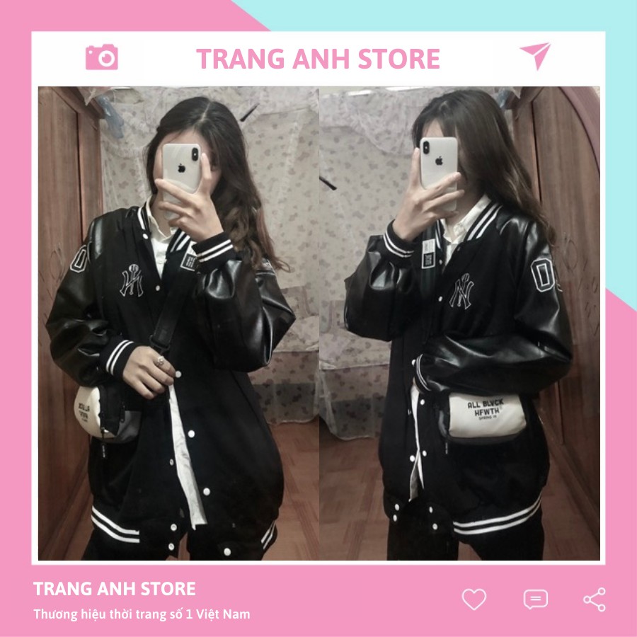 Áo bomber TRANG ANH tay da bóng chày 03 phong cách Ulzzang thể thao TAK98