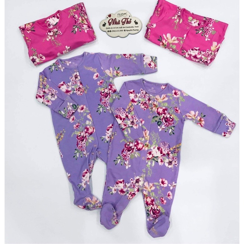 Body liền tất/sleepsuit NEXT chất liệu cotton cho bé gái