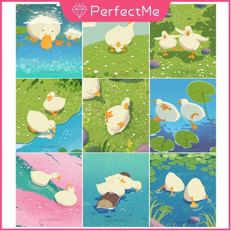 Bộ tranh đính đá 5D họa tiết chú vịt dễ thương độc đáo kích thước 30x30cm diy dùng trang trí