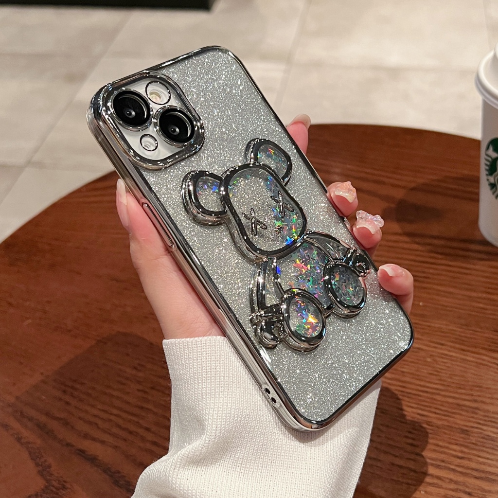 Ốp Điện Thoại iPhone 14 plus 13 12 11 14 Pro max case ốp lưng điện thoại i phone 14 promax Chống Sốc Mạ Điện Hình Gấu Violent 3D Cho ip 14 12 13 11 pro max