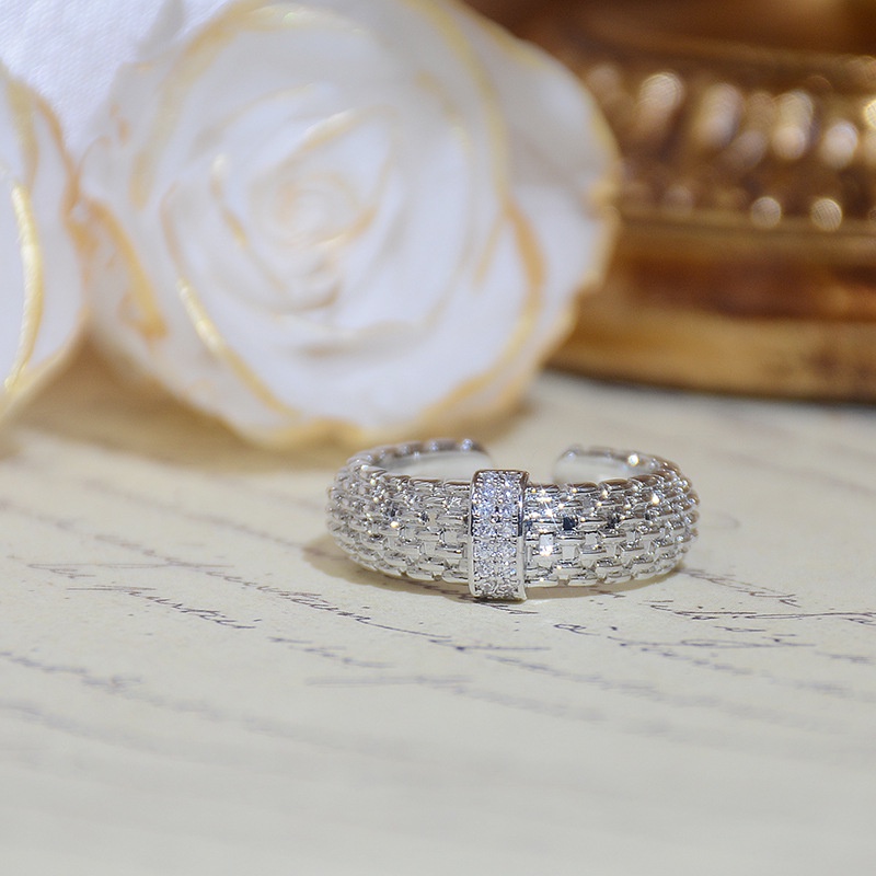 Nhẫn Mở Rộng Điều Chỉnh Được Đính Đá Zircon Đơn Giản Thời Trang Phong Cách Hàn Quốc