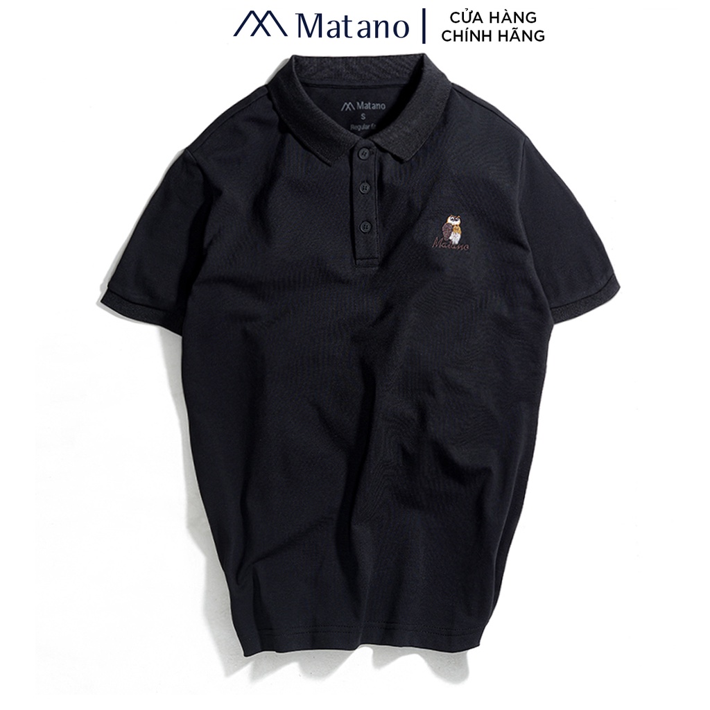 Áo thun polo nam cá sấu MATANO 027 - Áo phông nam có cổ trụ bẻ, vải cotton cao cấp chính hãng, thêu họa tiết chim đẹp