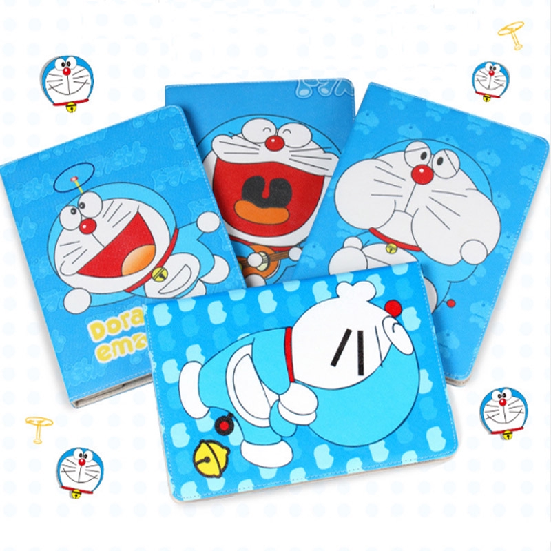 Bao da máy tính bảng PU in hình Doraemon cho iPad 9.7 2017 2018 mini 1 2 3 4 Air 1 Air2