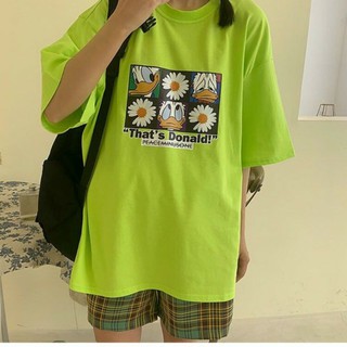 ÁO THUN FORM RỘNG TAY LỠ BÔNG CÚC XANH