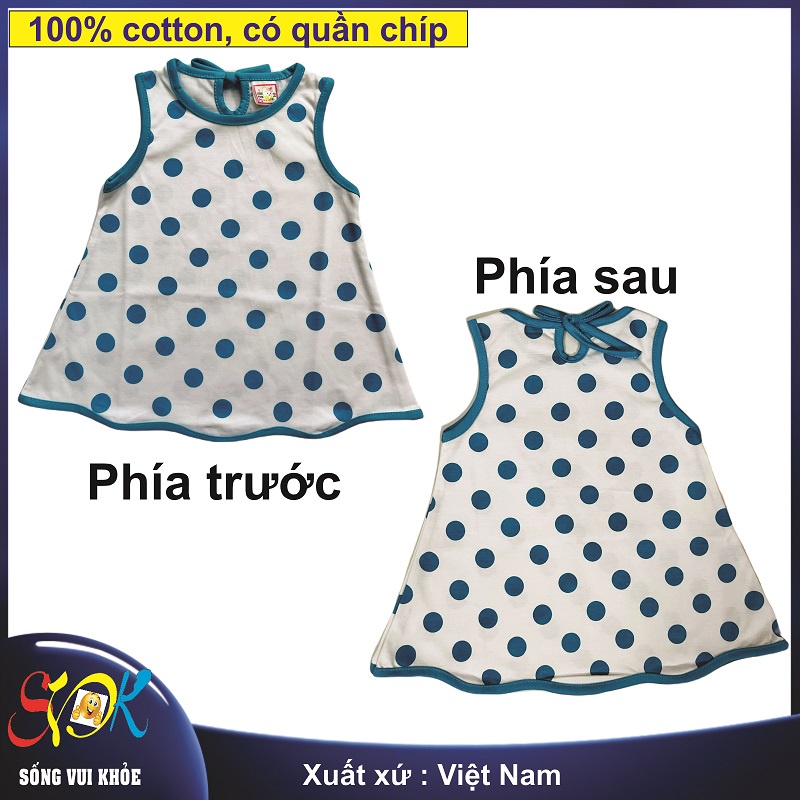 Đầm bé gái ,trẻ sơ sinh (0-3) tuổi , (4-12) kg thun cotton, hàng đẹp đường may chuẩn, xuất xứ Việt Nam,mẫu chấm bi