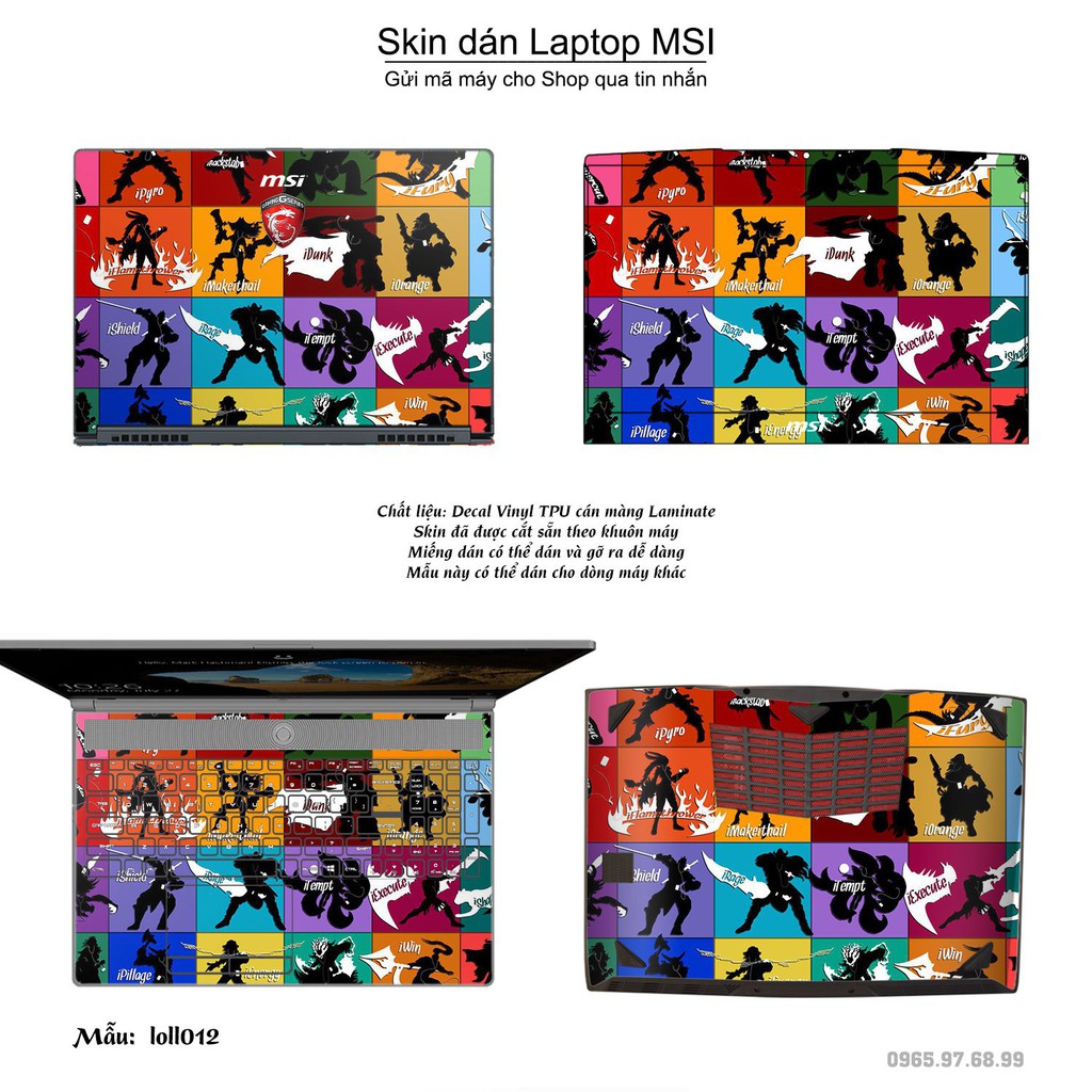 Skin dán Laptop MSI in hình Liên Minh Huyền Thoại (inbox mã máy cho Shop)