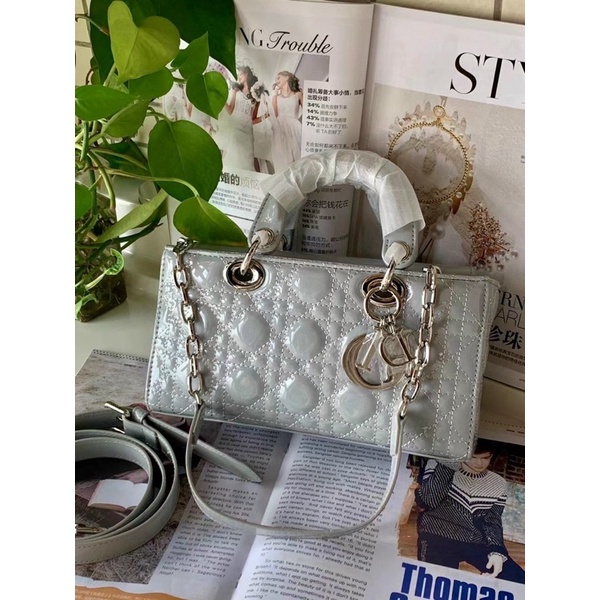 ❤️MẪU MỚI❤️DÍ-OR DA BÓNG HÌNH CHỮ NHẬT HÓT HÍT