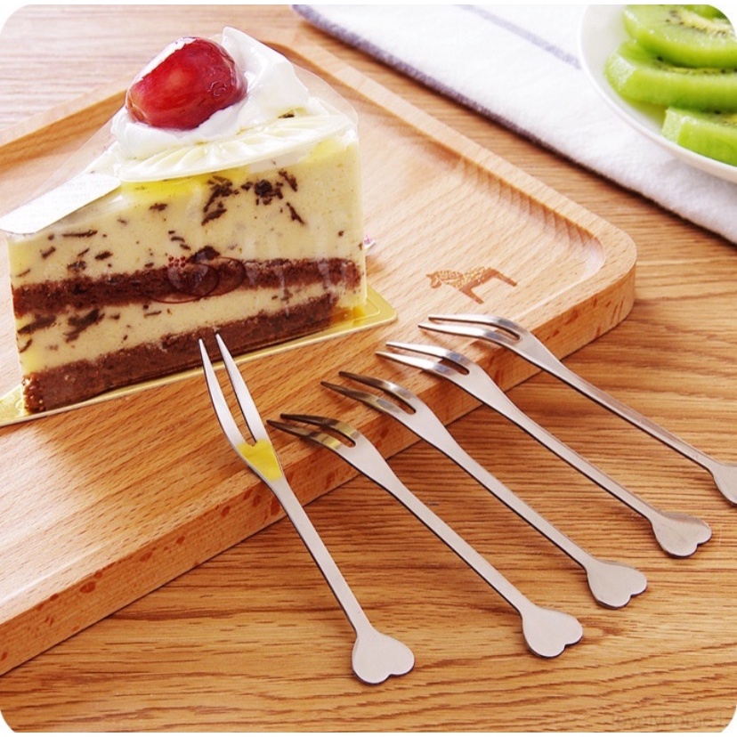 Nĩa ghim inox hình trái tim,nĩa ghim trái cây hình trái tim