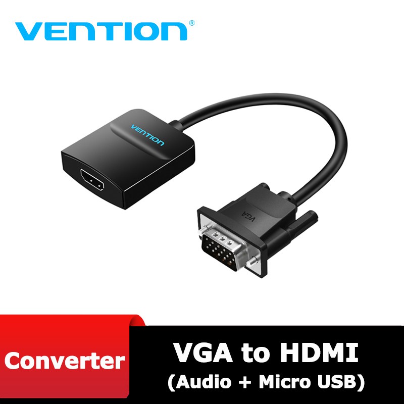 Cáp chuyển VGA to HDMI Vention, hỗ trợ nguồn và audio ACNBB - BEN