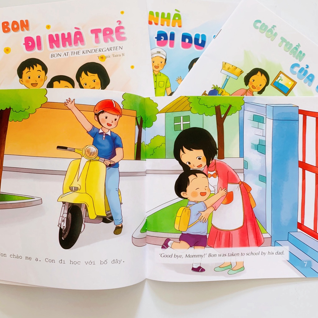 Sách - Ehon kỹ năng sống ngữ: Gia đình bé Bon (Combo 4 cuốn) - có file nghe Tiếng Anh