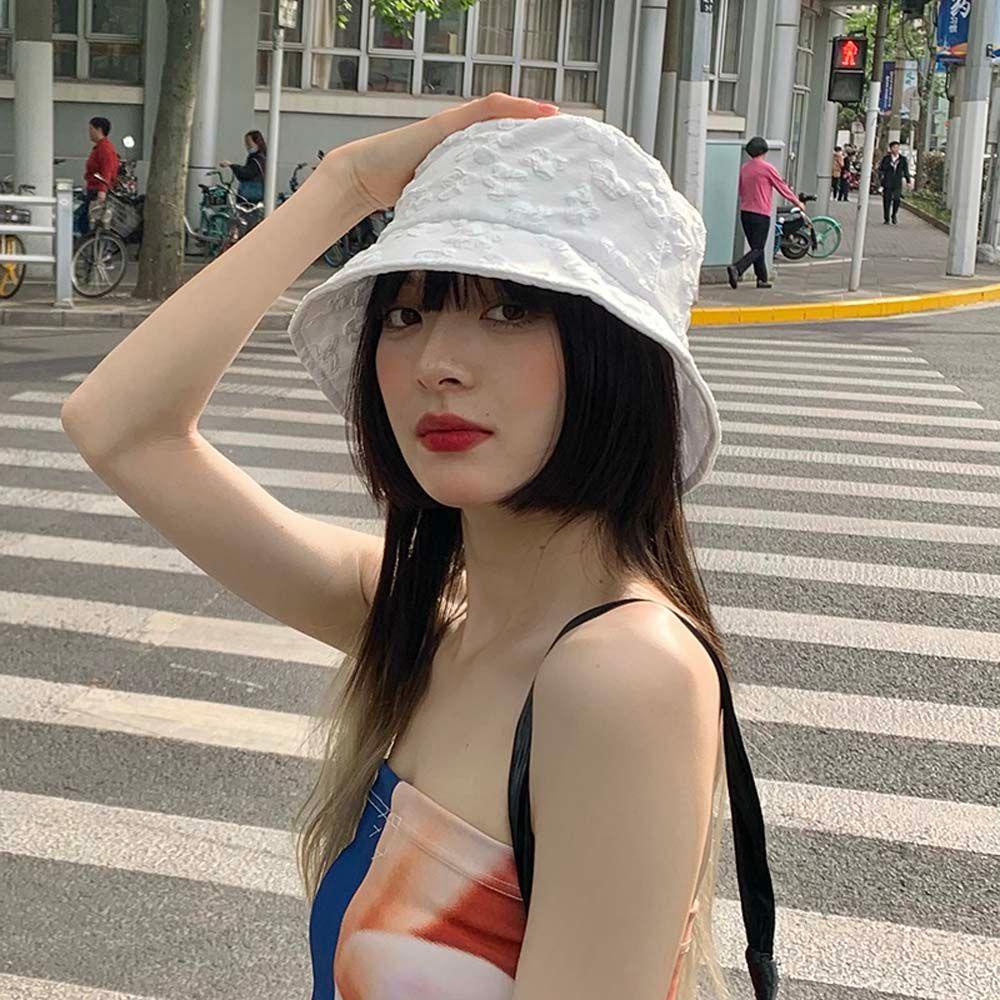 Nón Tai Bèo Phối Ren Hoa Mỏng Màu Trơn Gấp Gọn Được Chống Nắng Cho Nữ