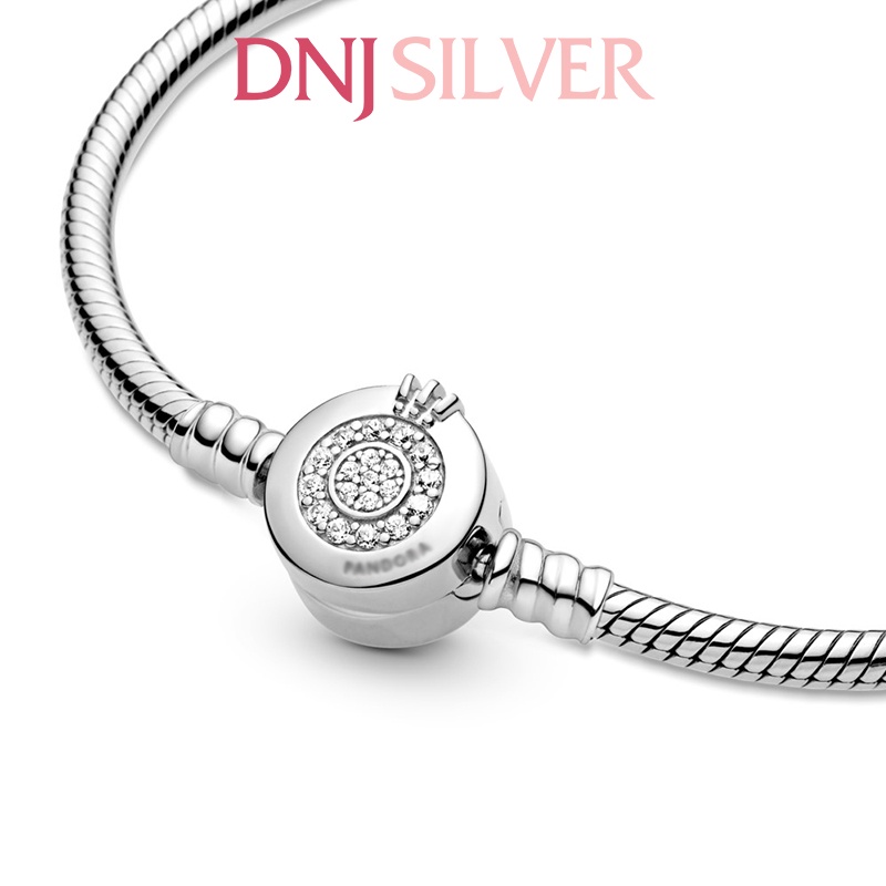 Vòng tay bạc 925 cao cấp - Mẫu vòng Sparkling Crown O Snake Chain, có thể mix thêm hạt charm vào vòng theo ý thích