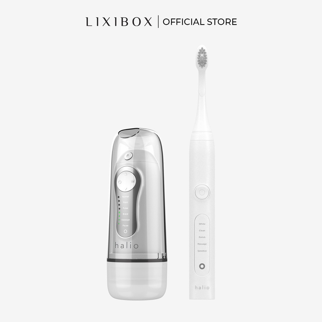 Combo Bàn Chải Điện Halio Sonic Whitening Toothbrush và Tăm nước Halio Water Flosser