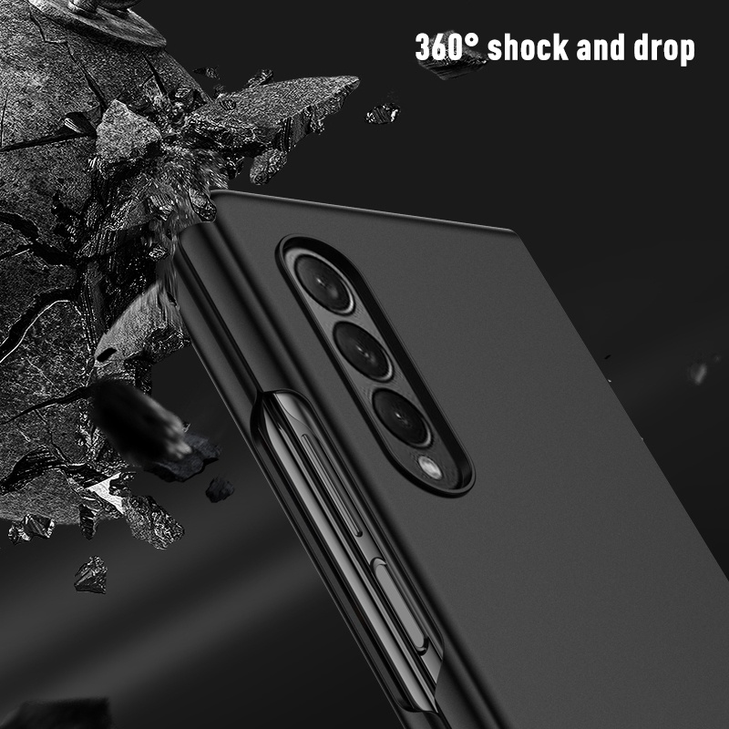Ốp điện thoại nhựa cứng siêu mỏng mặt nhám màu trơn thích hợp cho Samsung Galaxy Z Fold 3
