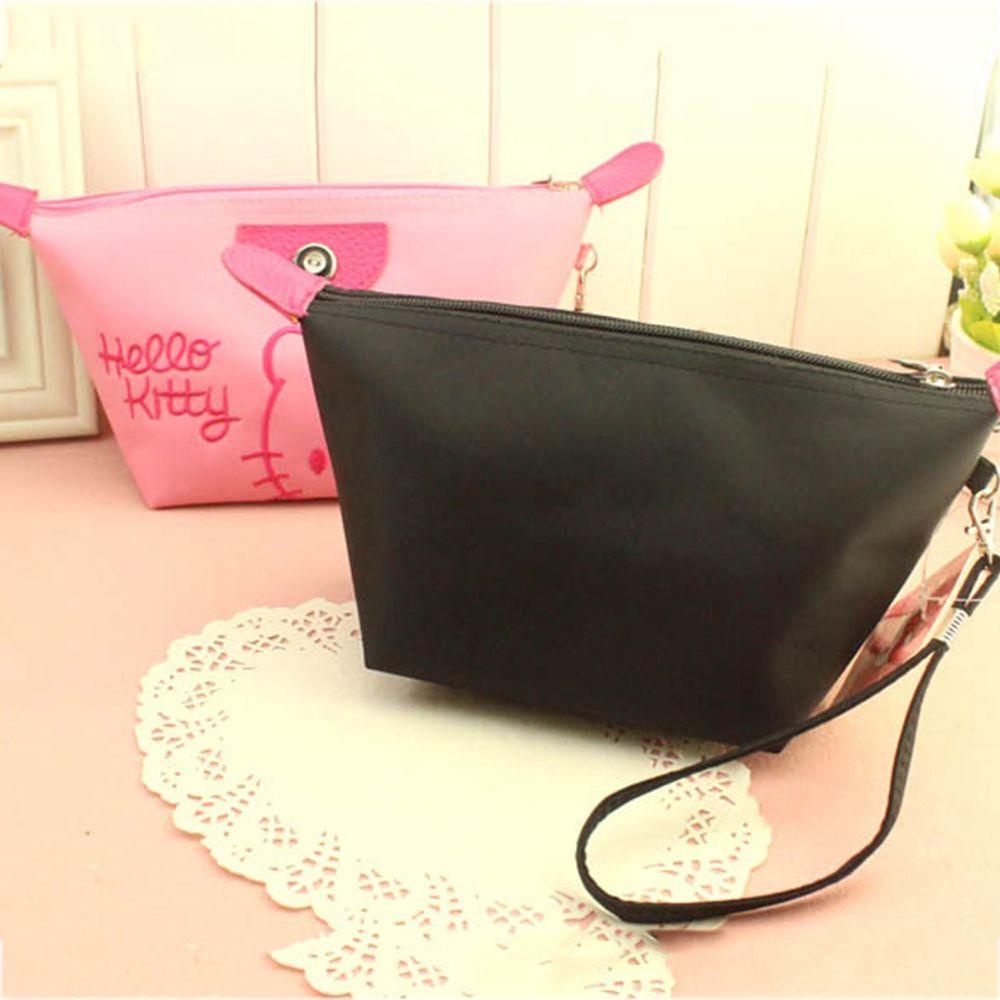 Fallforbeauty Túi Đựng Mỹ Phẩm / Đồ Trang Điểm Hình Mèo Kitty Có Khóa Kéo Phong Cách Hàn Quốc