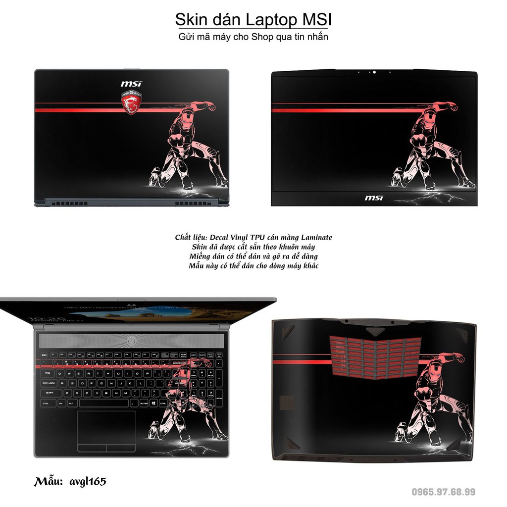 Skin dán Laptop MSI in hình Avenger nhiều mẫu 4 (inbox mã máy cho Shop)