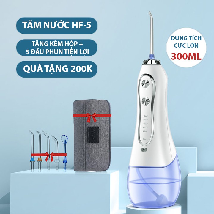 Máy tăm nước h2ofloss cầm tay cao cấp ORAL IRRIGATOR DENTALEE tặng kèm 5 vòi phun bảo hành chính hãng xỉa răng nước