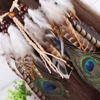 Băng Đô Cài Tóc Đính Lông Vũ Phong Cách Boho Cho Nữ
