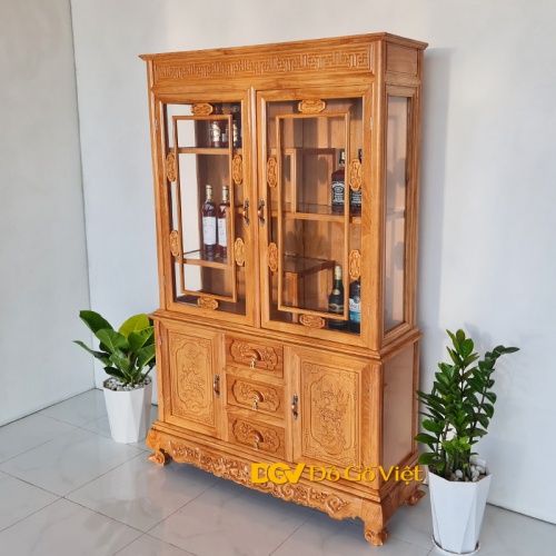 Tủ rượu gỗ gõ đỏ ,KỆ gỗ trang trí , tủ trưng bày cao cấp 1M4, VÀ 1M2