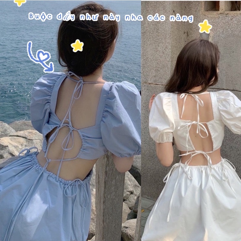 VÁY Hở Lưng Sexy Body Công Chúa 🦋 Đầm Nữ Đẹp Xanh Trắng Đen Hotrend 🦋