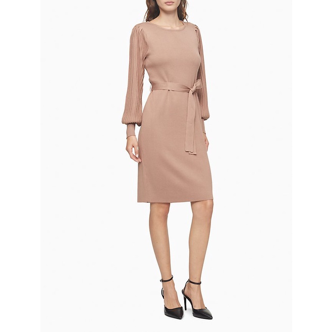 Đầm thun phối 2 loại vải Ribbed Belted Dress