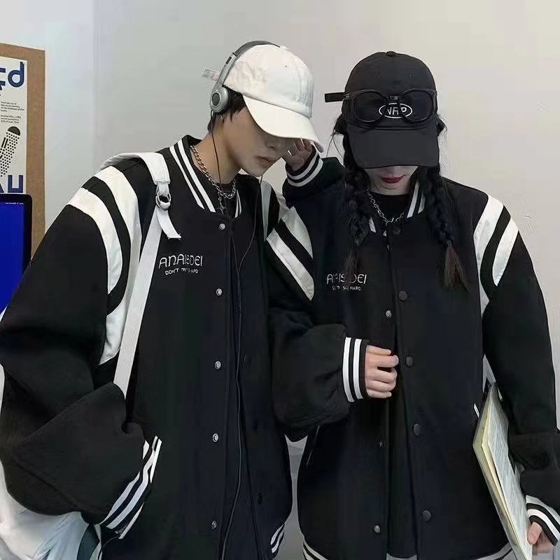 Áo khoác bomber tay dài dáng rộng in chữ phong cách hàn quốc thời trang mùa đông cho nam và nữ size S-3XL