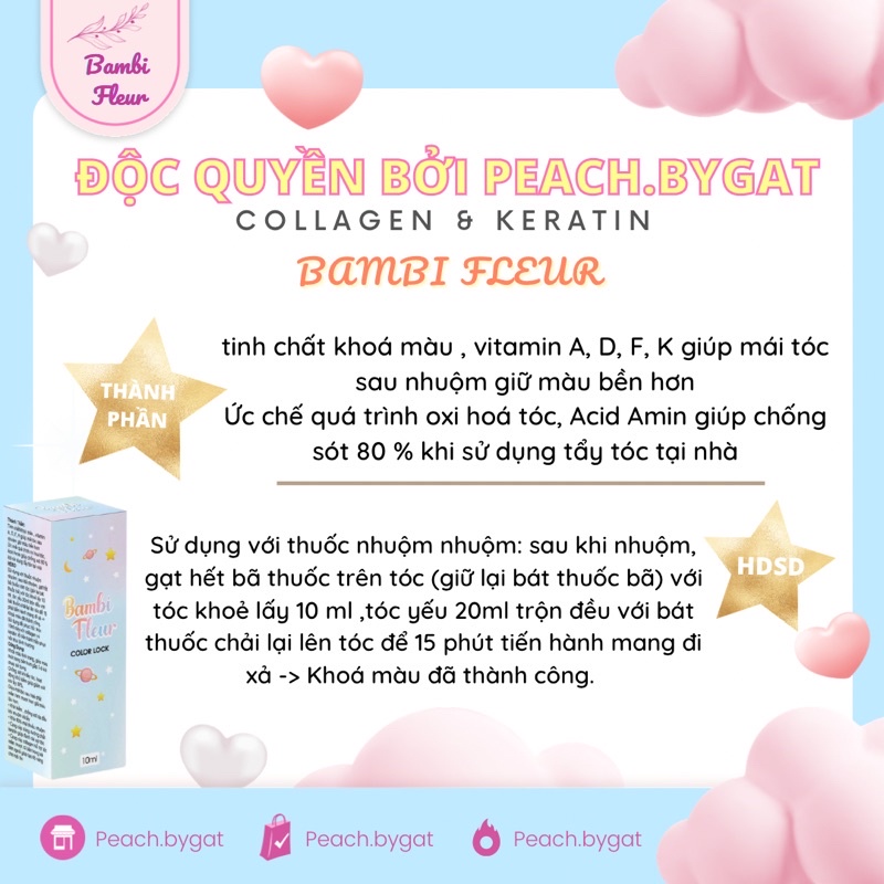 Tinh chất Khoá màu tóc - Bền màu nhuộm, Không lo hư tổn BAMBI FLEUR độc quyền của Peachbygat , Peach bygat