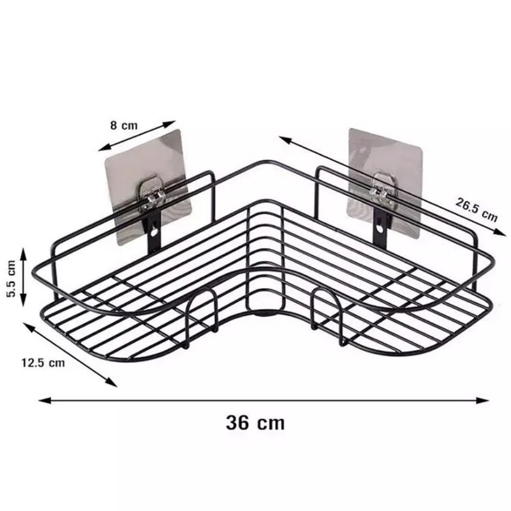 Kệ dán góc tường nhà tắm thép không gỉ, kệ tam giác nhà bếp dán tường siêu dính, không cần khoan, chịu lực 10kg