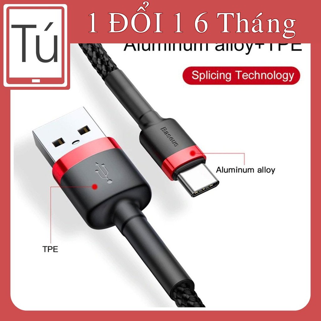 [SIÊU BỀN] Cáp sạc Type C bọc dù QC3.0 Baseus 1 đổi 1 6 Tháng.