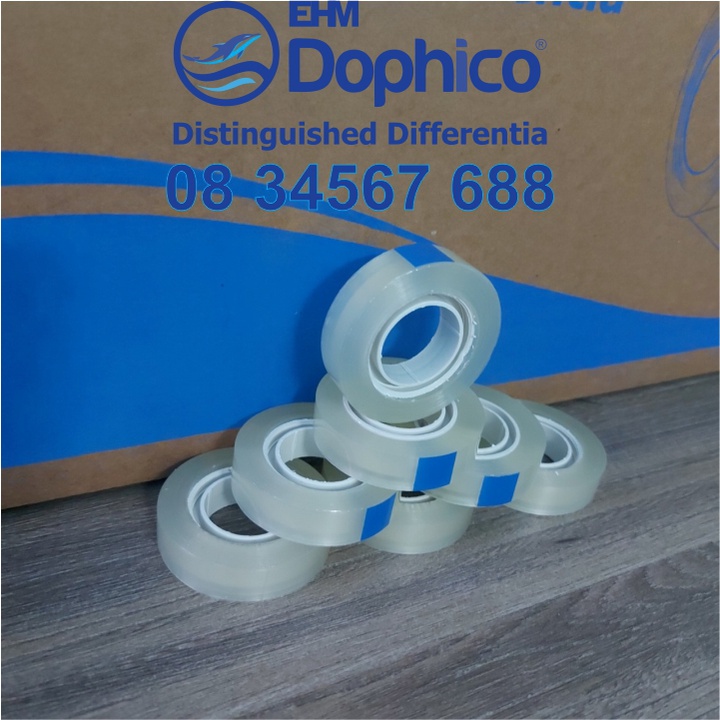 Băng dính VPP cao cấp Dolphin – Màu trong – dùng trong công tác văn phòng