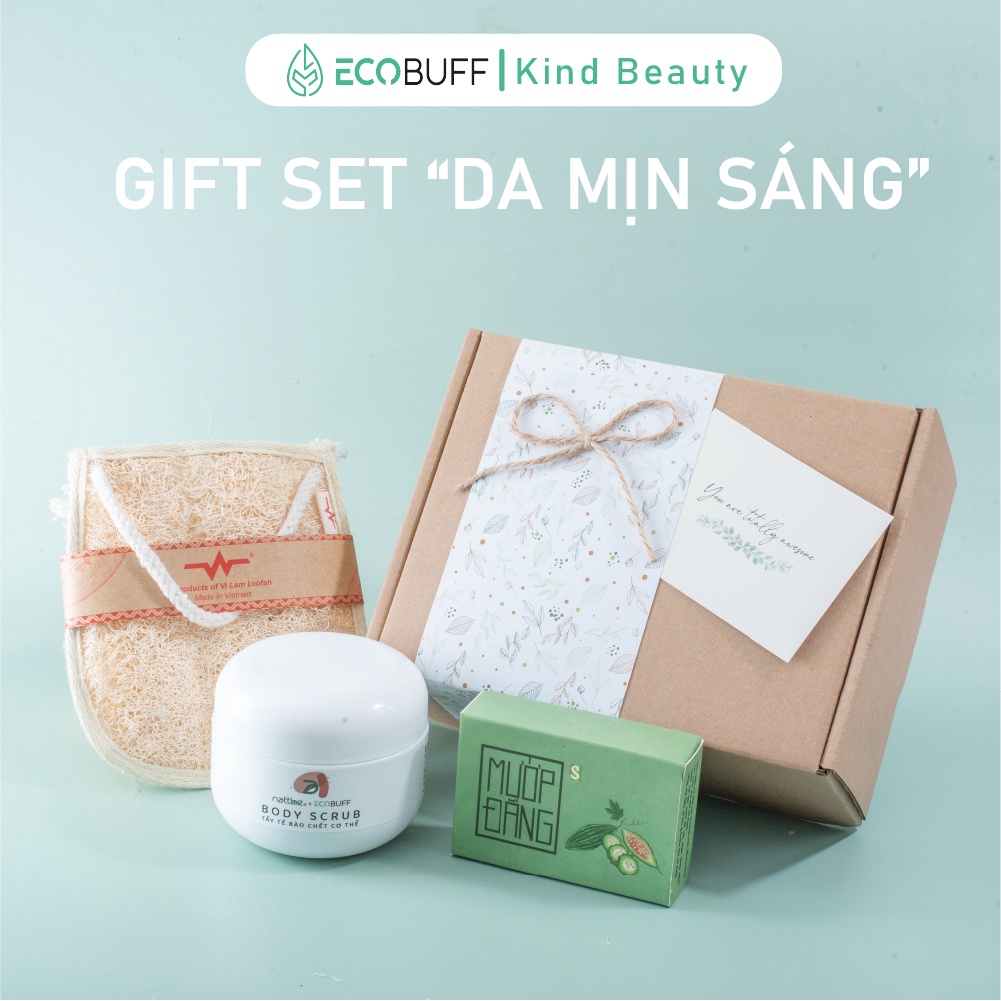 Quà tặng Ecobuff Giftset DA MỊN SÁNG 3 món Tẩy Tế bào chết Quà tặng bạn gái dịp sinh nhật, 8-3, 20-10, Valentine