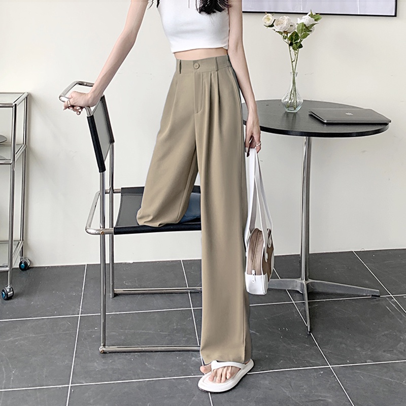 COZOK Quần Ống Rộng Lưng Cao Kiểu Dáng Đơn Giản Hợp Thời Trang