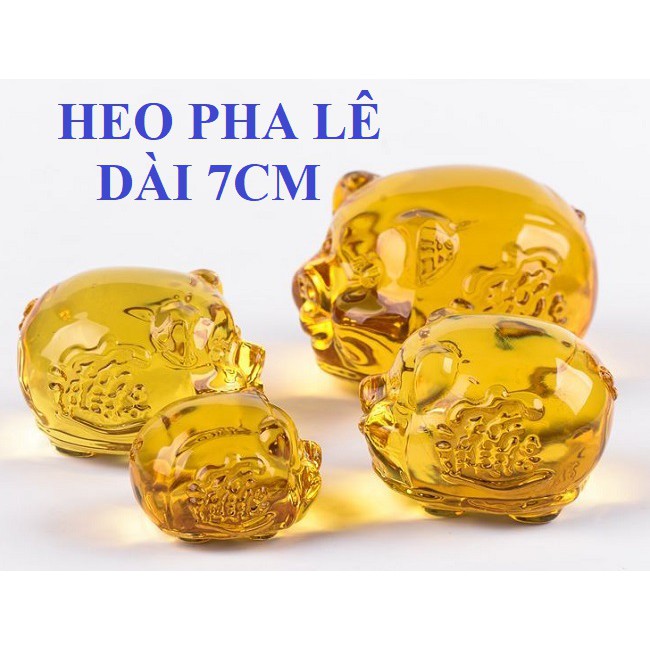 Tượng heo phong thủy bằng pha lê dài 7cm, mang đến sự phú quý, sung túc cho gia chủ