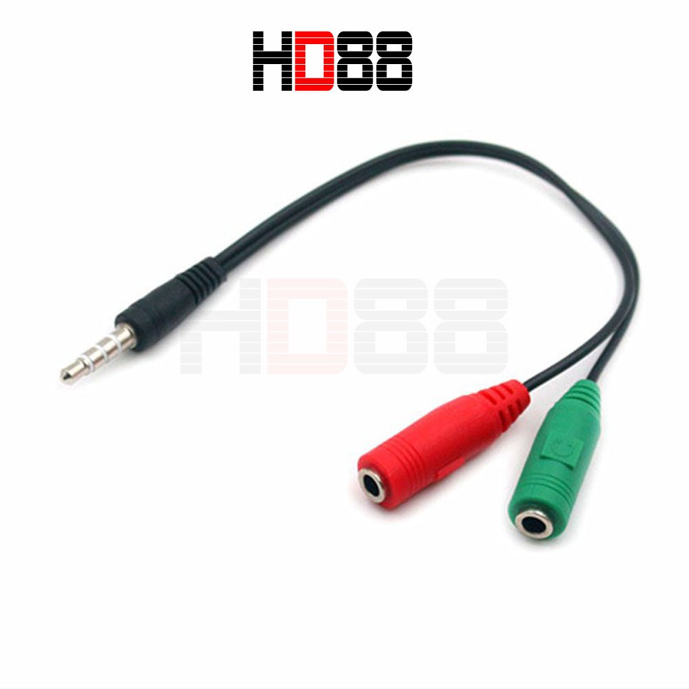 DÂY CHIA TÁCH ÂM THANH TAI NGHE MICRO 3,5 MM LI ĐỰC RA 2 CỔNG CÁI HỖ TRỢ DÙNG TAI MICRO GHI ÂM NGOÀI - HD88