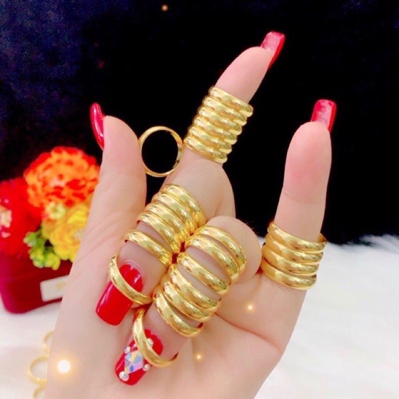 Nhẫn 1 chỉ  xi vàng 4 số 9 đẹp