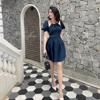 🦋Đầm Xanh Cồ Yếm Rớt Vai🦋