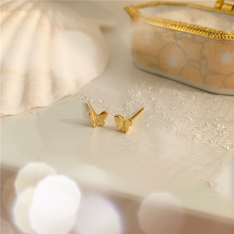 Hoa Tai Con Bướm Cute Butterfly Earrings Korea Simple Gold Stud Earring Ear Studs Women Jewelry Gift