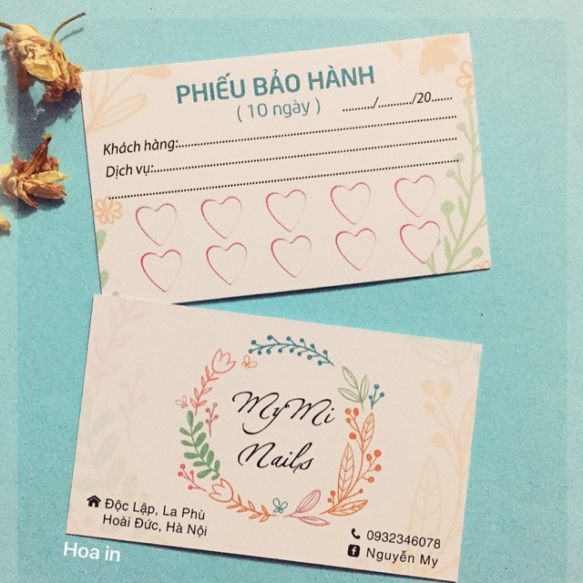 In card visit + phiếu bảo hành theo yêu cầu