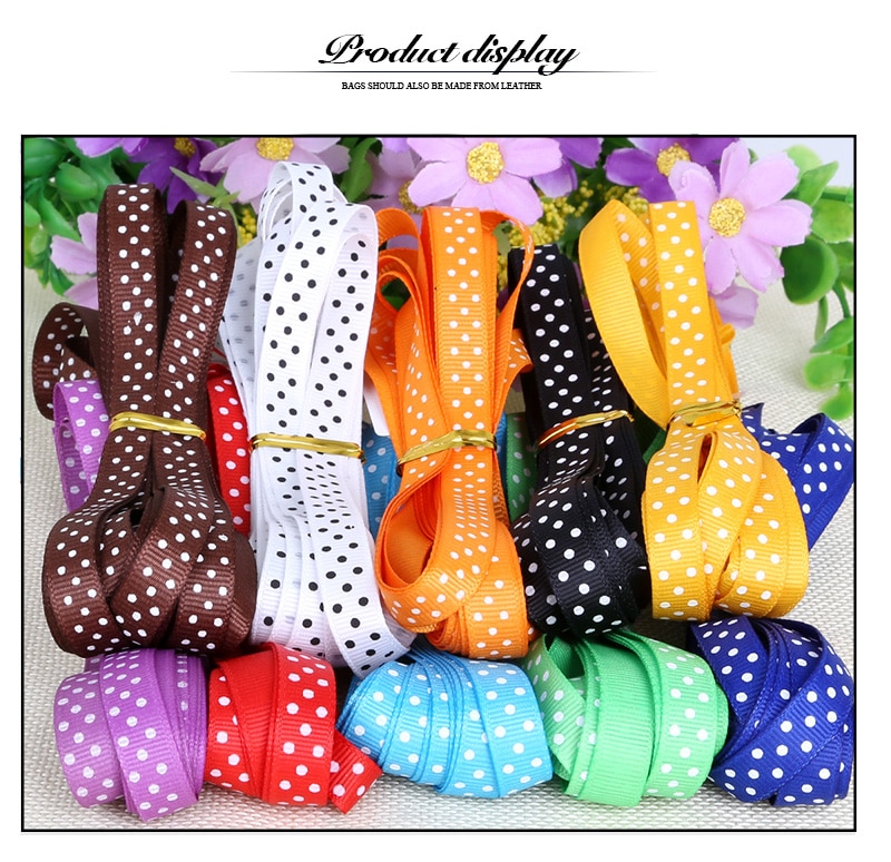 Ruy băng in chấm bi 5yds10mm grosgrain là sự lựa chọn tốt nhất cho tiệc gói quà ruy băng in lụa DIY cung cấp ruy băng tiệc cưới