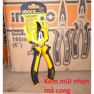 Kìm mũi nhọn mỏ cong 6" 🔥 ingco hbnp28168