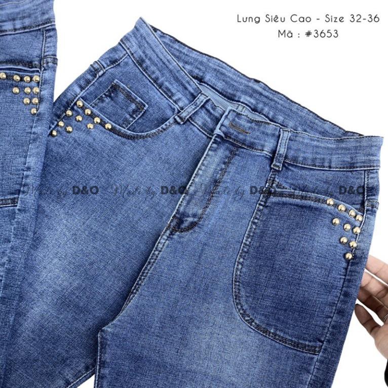 Quần Ngố Bò Cạp Cao - Quần Ngố Lưng Cao Trên Rốn Phối Đinh Xanh Đậm Thời Trang Y88 ' 2021 . ᴬ #