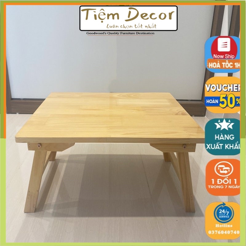 Bàn Học Gấp Gọn Gỗ Đa Năng Chân Xếp 60x40cm - Bàn trà chữ nhật sofa/cafe ngồi bệt gấp gọn gỗ tự nhiên đa năng