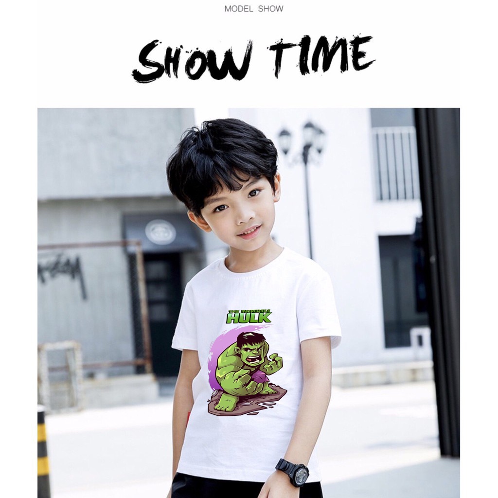 Áo thun bé trai in hình spider man hulk thor doctor strage caption america biệt đội siêu anh hùng