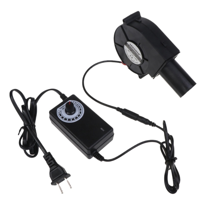 Quạt Thổi Lò Nướng BBQ Phích Cắm US 12V Với Bộ Điều Khiển Tốc Độ