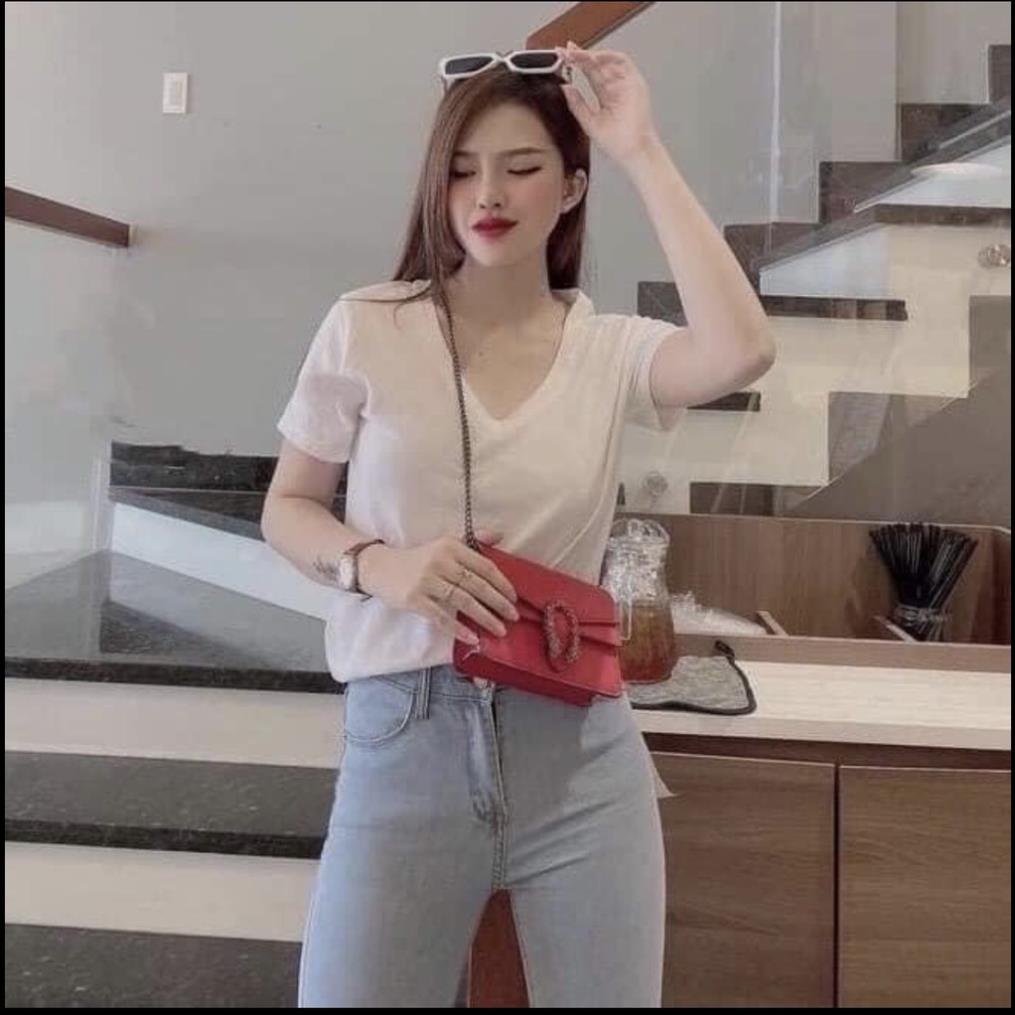 Áo Thun Nữ GAP Cổ TForm Rộng Hàn Quốc Trơn Chất Đũi Dày Mịn Thoáng Mát Thiết Kế Thời Trang Kiểu Dáng Năng Động Trẻ Trung