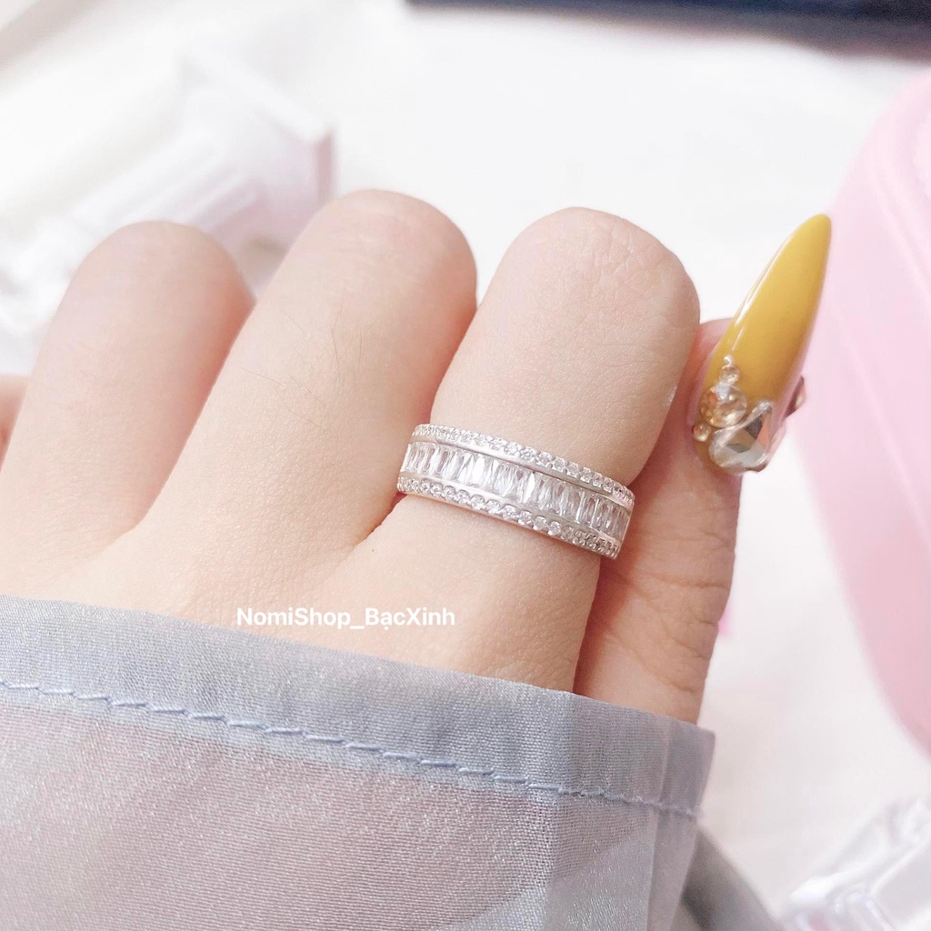 Nhẫn nửa full đá ghết sang xịn Mainomi Shop Bạc Xinh sang xịn quyến rũ