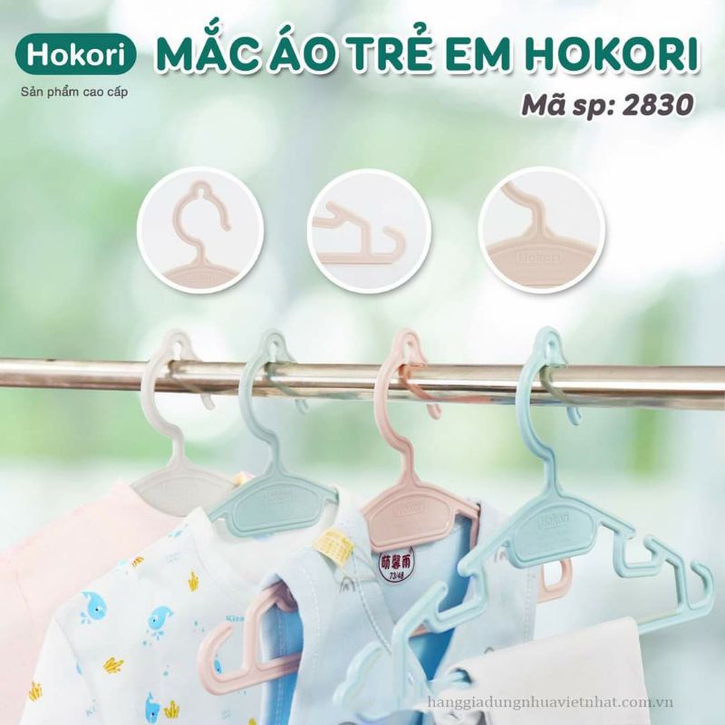 Combo 10 móc quần áo trẻ em HoKoRi hàng đẹp nhựa Việt Nhật