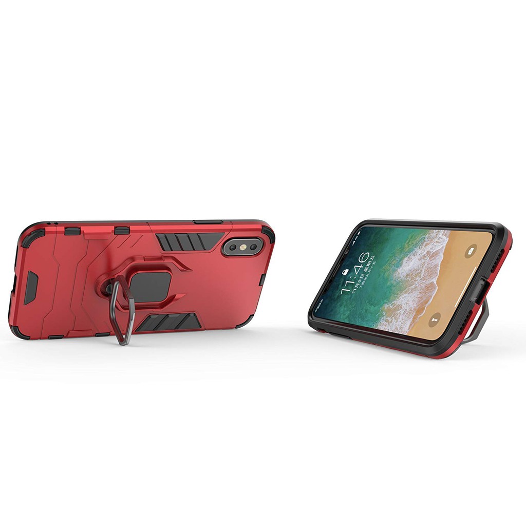 Ốp lưng cho iPhone X XR XS Max iron man chống sốc kèm nhẫn iring chống xem video bảo vệ camera